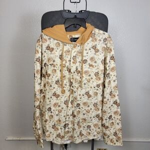 Original Use Beige/Tan Floral Hoodie with Brown Details Size XL